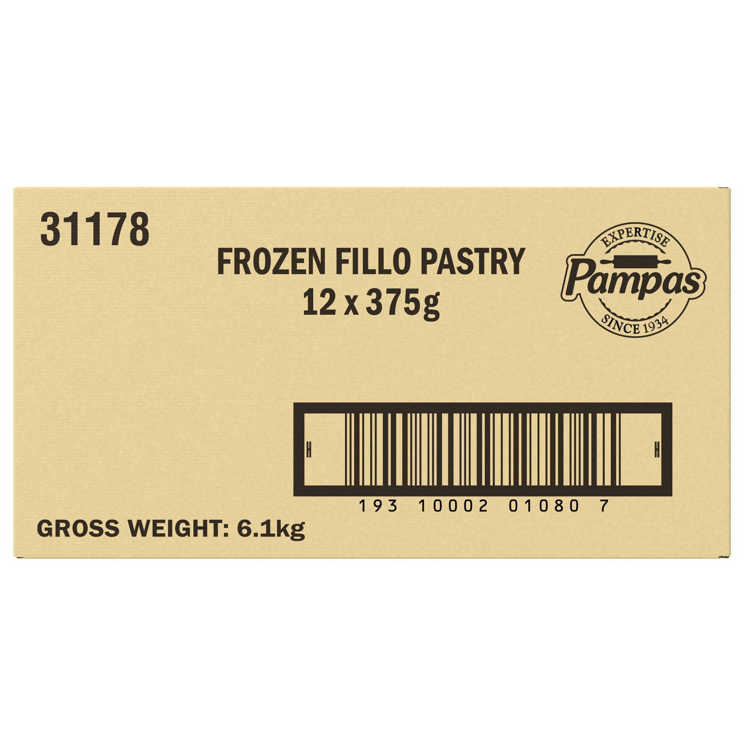 Pampas Frozen Fillo Pastry 12 X 375g Goodman Fielder Food Service