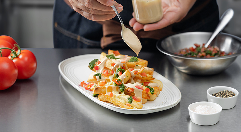 Bruschetta Loaded Fries with Balsamic Aioli