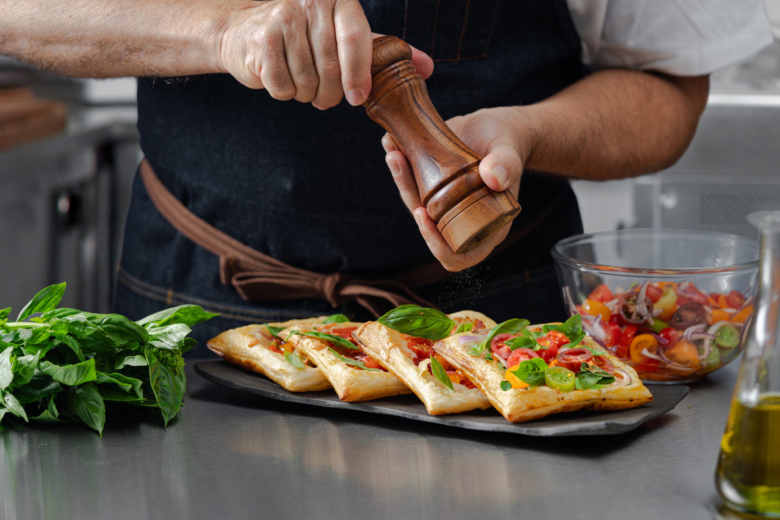 Upside-down Bruschetta Tarts with Roasted Capsicum Aioli