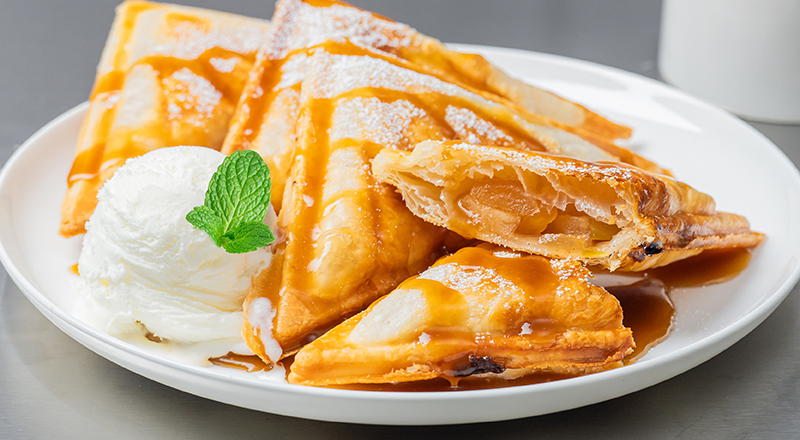 Apple Pie Jaffle with Caramel Sauce