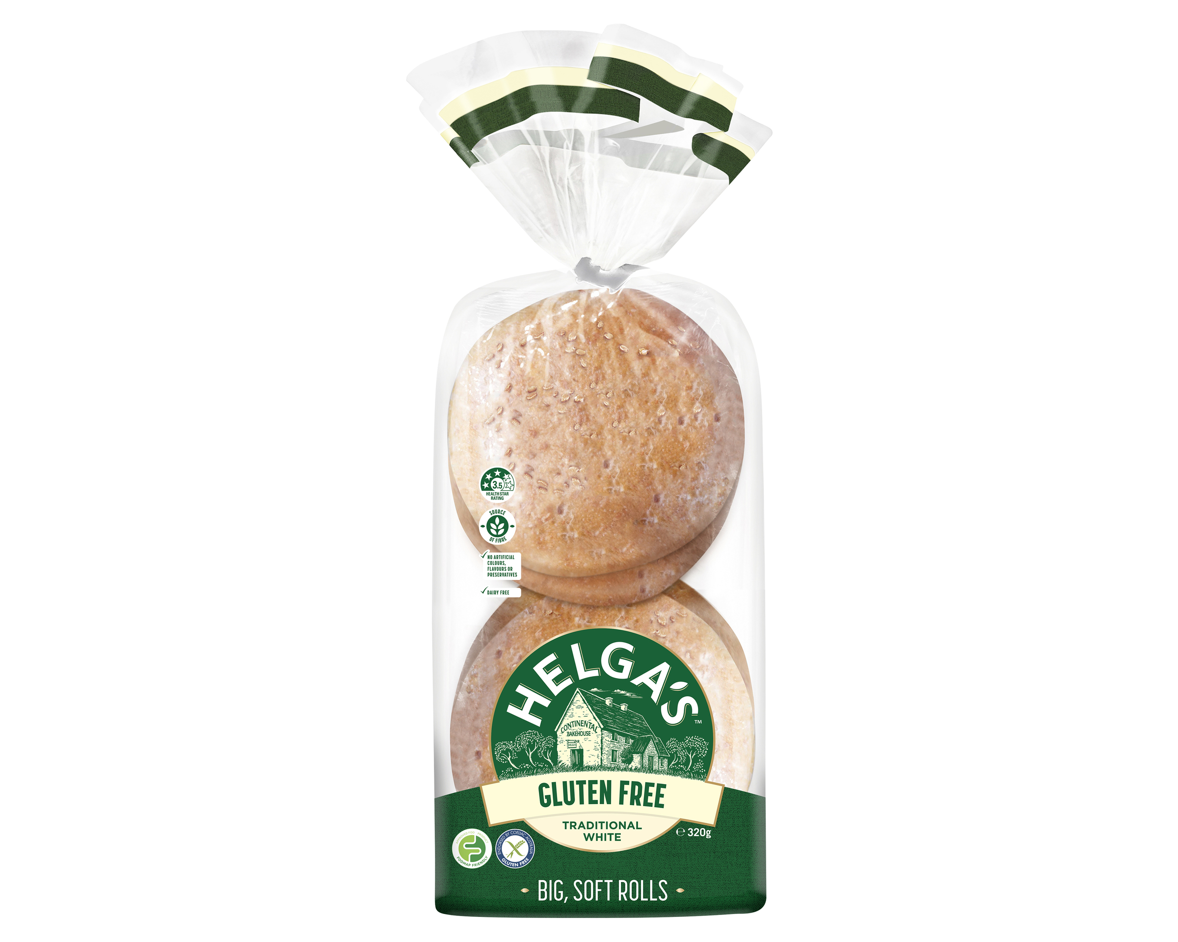 Helgas Gluten Free Roll Traditional White P4 320 g product photo