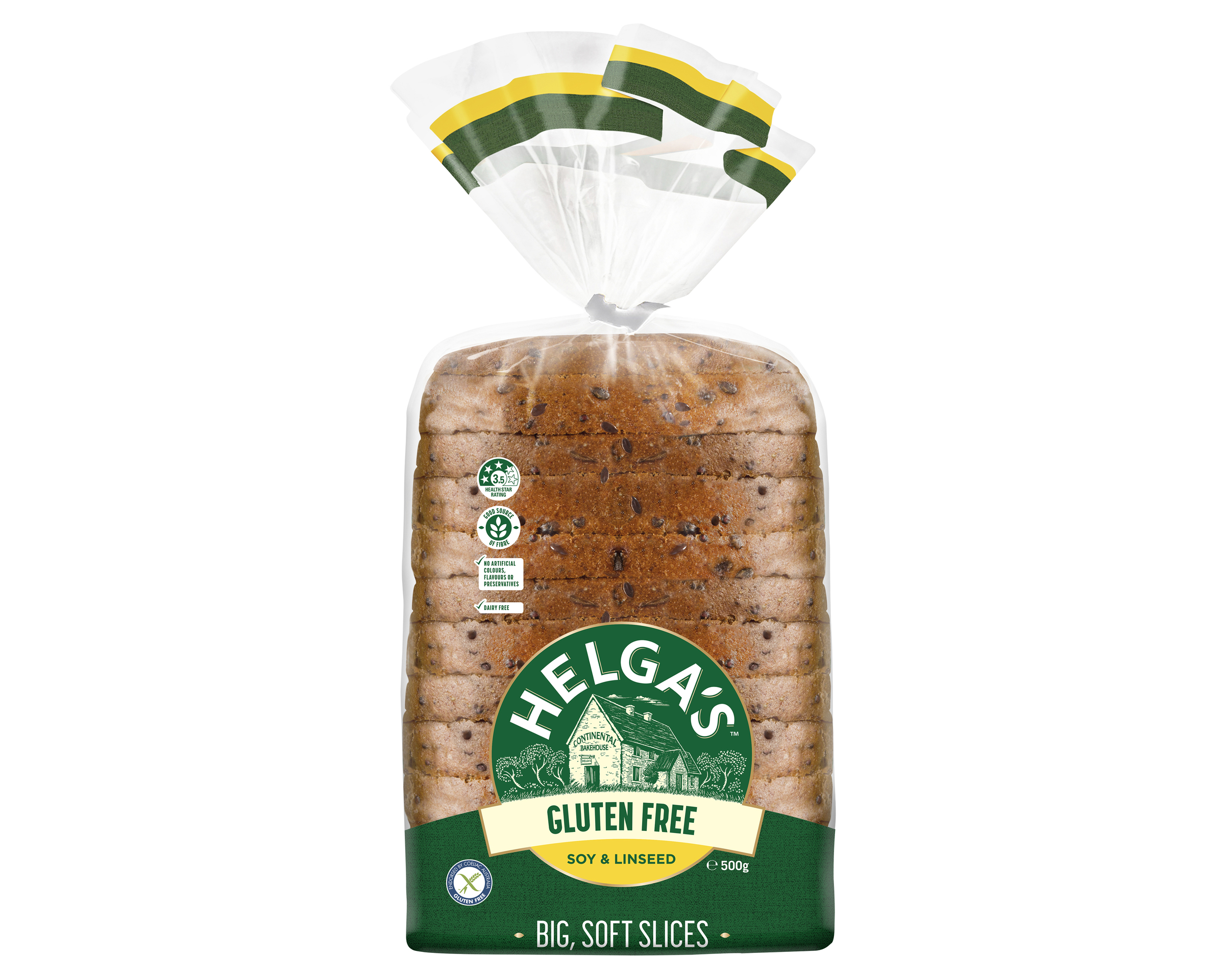 Helgas Gluten Free Bread Slices Soy and Linseed 500 g product photo