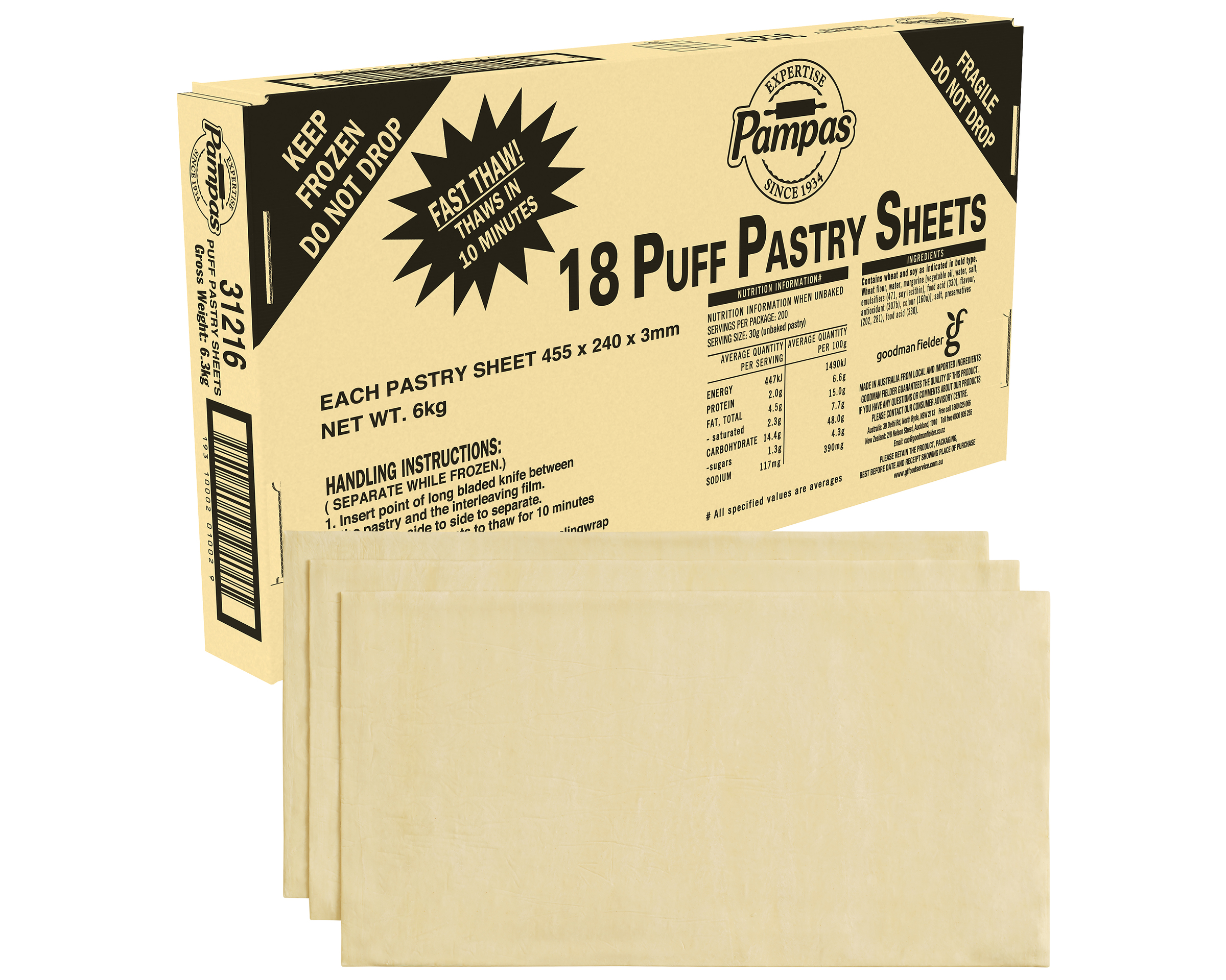 Pampas 18 Puff Pastry Sheets product photo