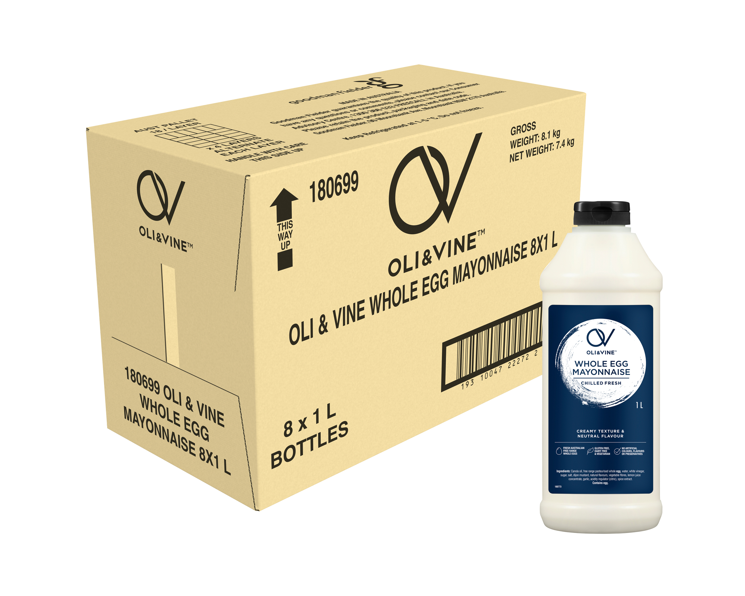 Oli & Vine Whole Egg Mayo 8 x 1L product photo