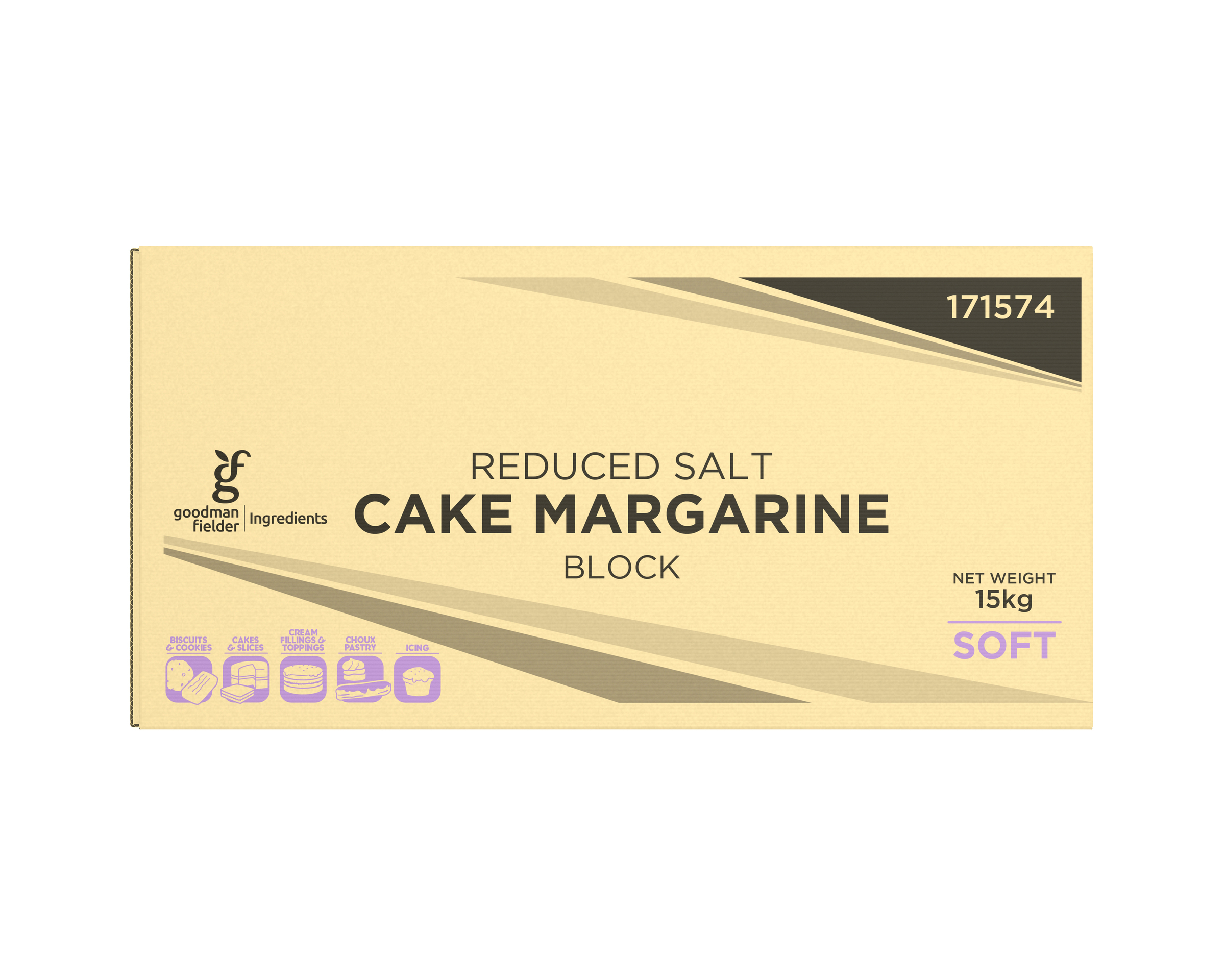 Goodman Fielder Ingredients Reduced Salt Cake Margarine Block Soft 15kg product photo