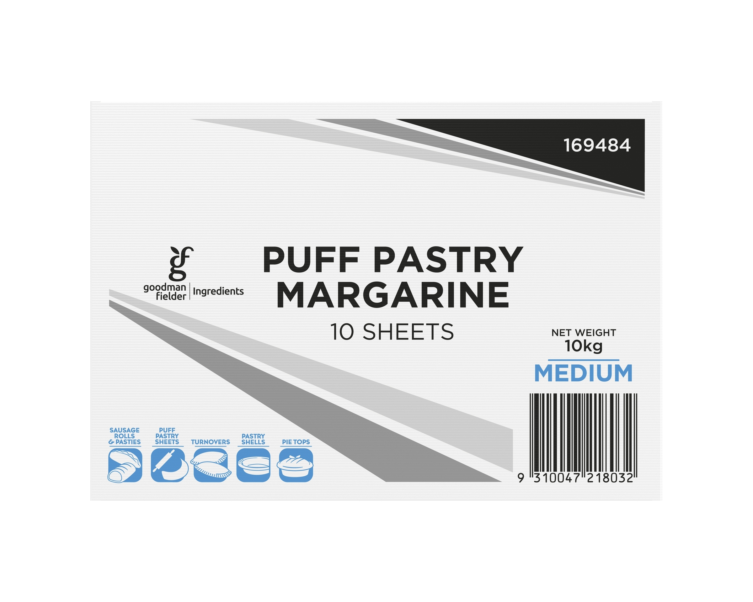 Goodman Fielder Ingredients 10 Puff Pastry Margarine Medium Sheets 10kg product photo