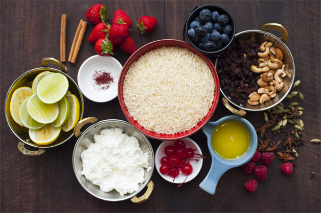 Raw ingredients plated for Zarda Rice