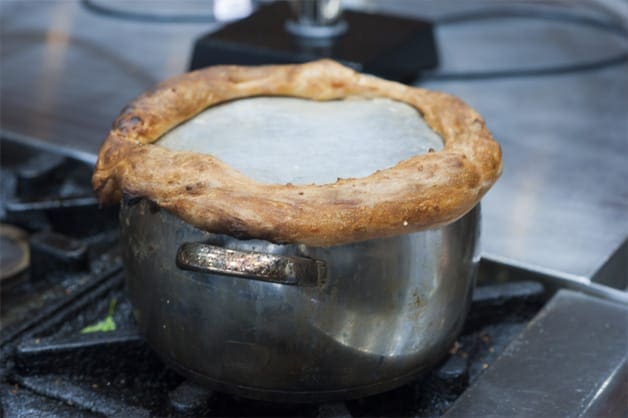 Pot coming out of the oven
