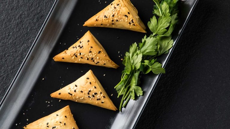 Photo of the spinach and cream cheese triangles