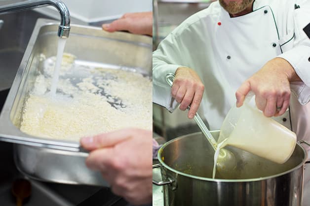 Here the chef is seen mixing the rice