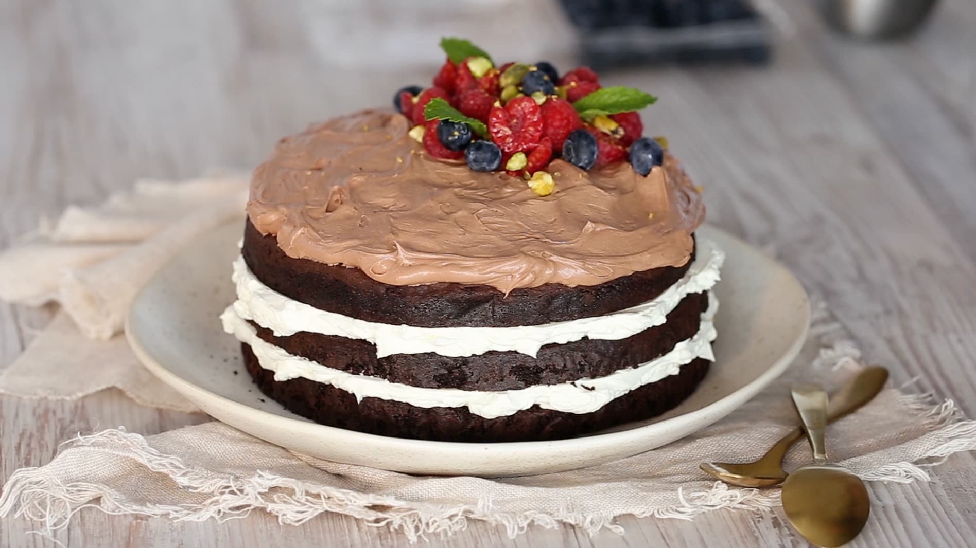 The image is of a cake that used creme whip