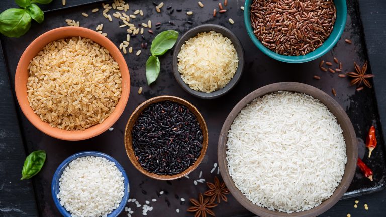 Different types of rice are pictured