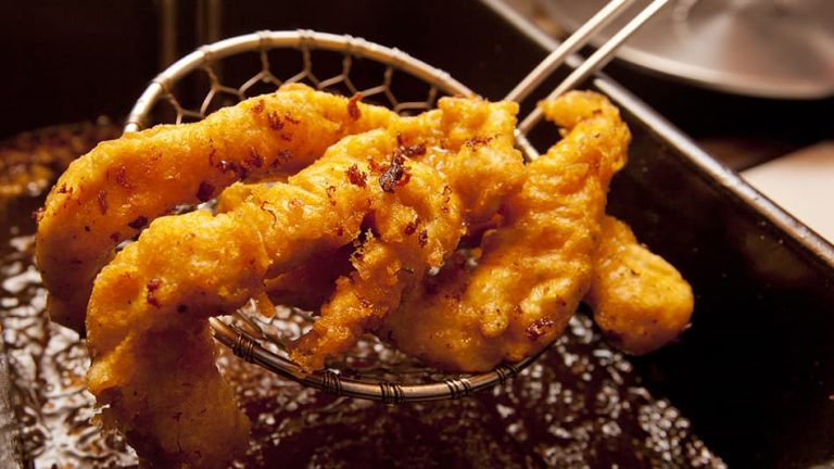 Food being deep fried